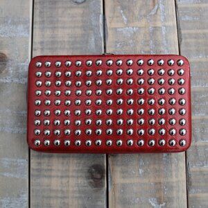 Red Studded Clutch Wallet
